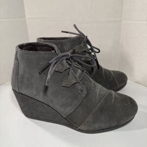 TOMS Forged Iron Grey Suede Women's Kala Bootie Wedge Women's Size 7  10012957